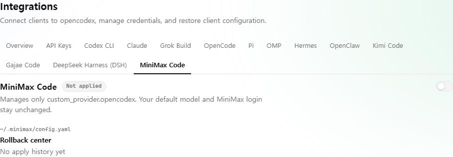 Intégration MiniMax Code avec des données d’exemple isolées